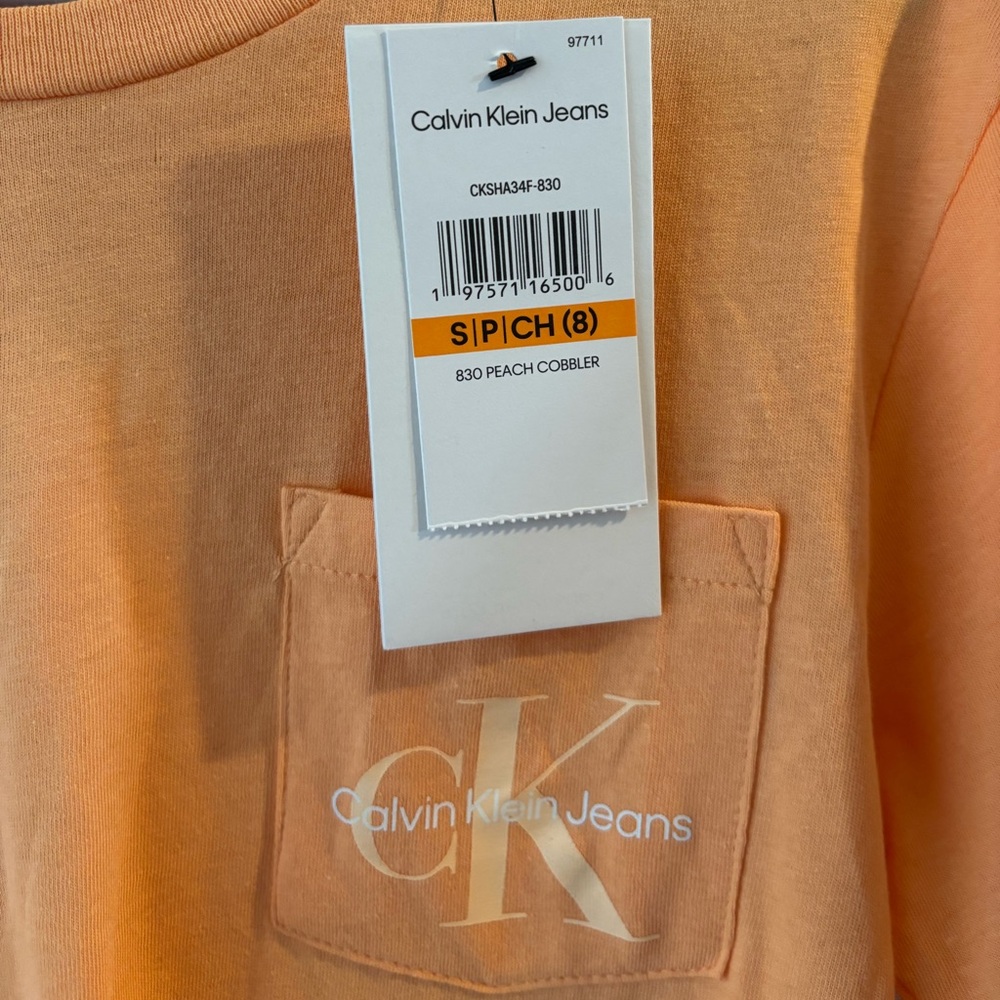 Calvin Klein Peach Tee with Logo Pocket